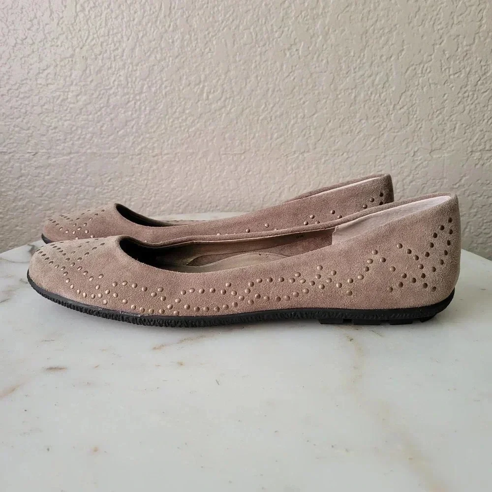 Vaneli Brown Studded Flats Rubber Sole 9